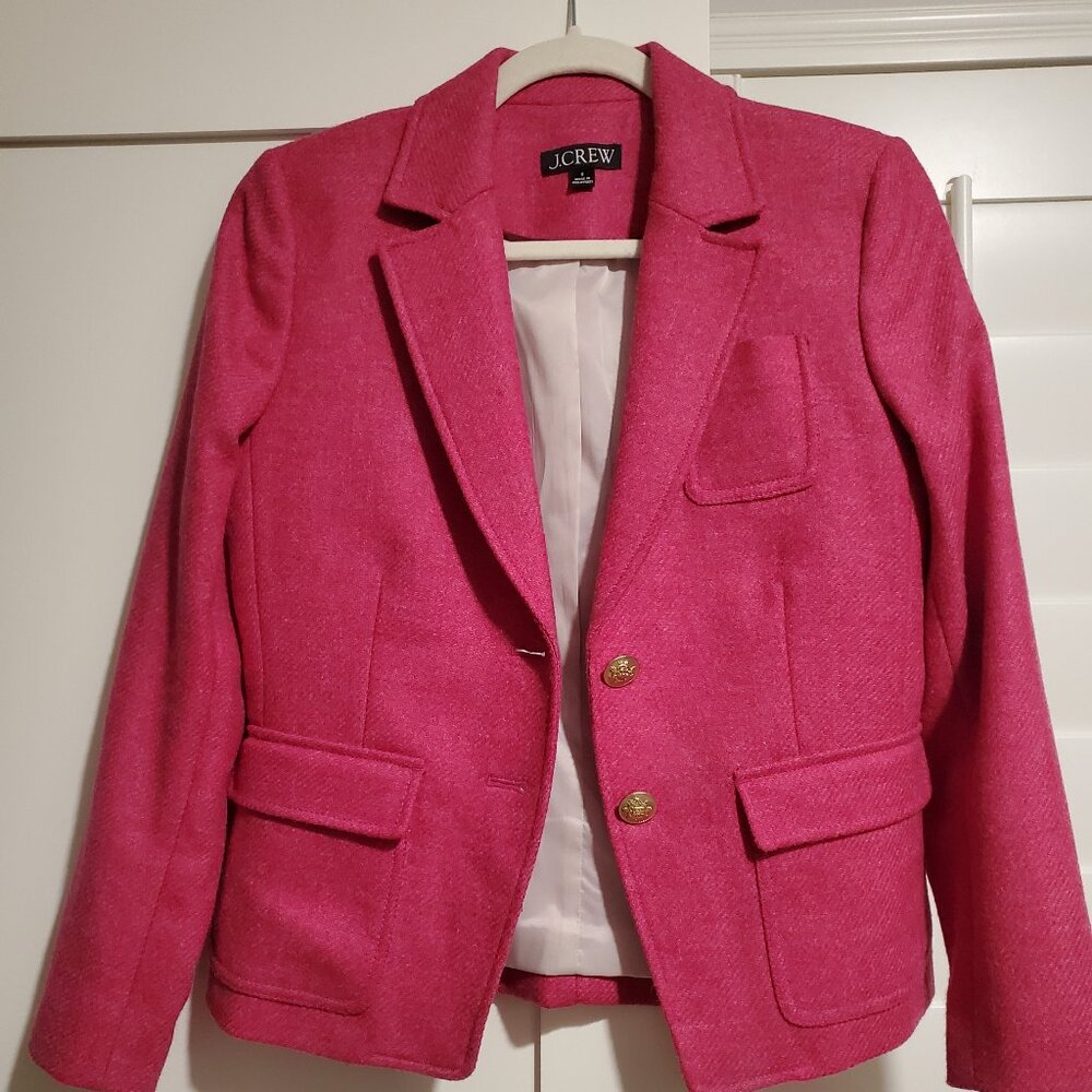 J. Crew wool blazer vibrant pink/fuchsia size 0